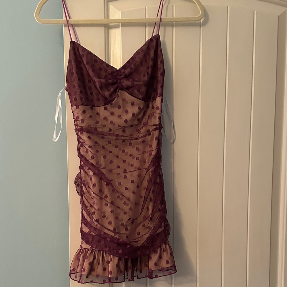 Chic Purple Polka Dot Mini Dress